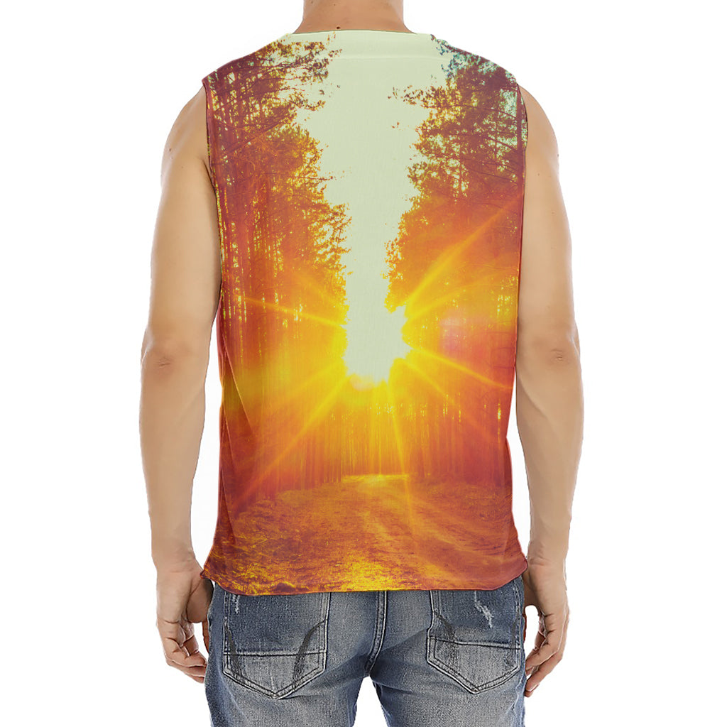 Sunrise Forest Print Men's Fitness Tank Top