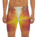 Sunrise Forest Print Men's Long Boxer Briefs