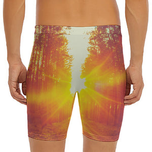 Sunrise Forest Print Men's Long Boxer Briefs