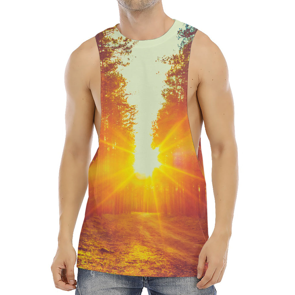 Sunrise Forest Print Men's Muscle Tank Top