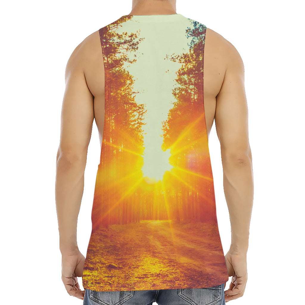 Sunrise Forest Print Men's Muscle Tank Top