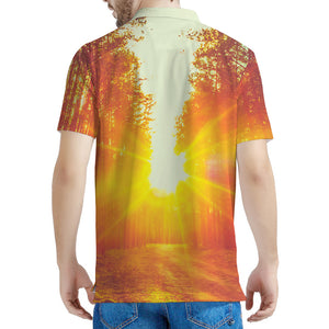 Sunrise Forest Print Men's Polo Shirt