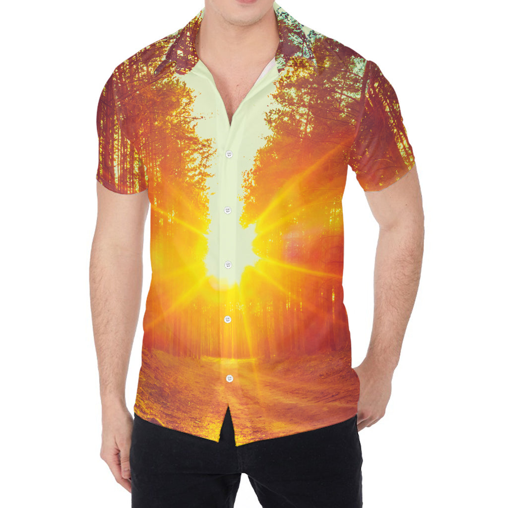 Sunrise Forest Print Men's Shirt