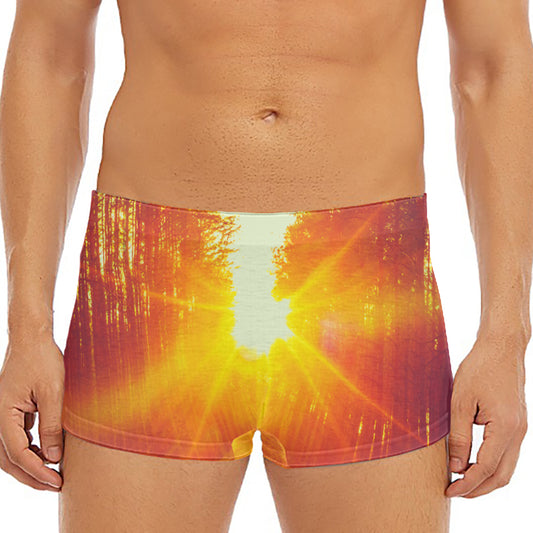 Sunrise Forest Print Men's Short Boxer Briefs