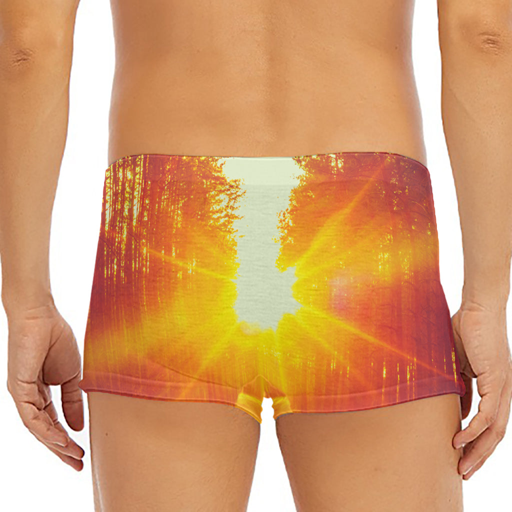 Sunrise Forest Print Men's Short Boxer Briefs