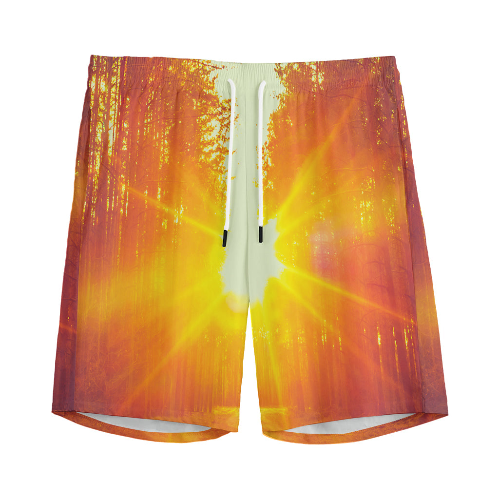 Sunrise Forest Print Men's Sports Shorts