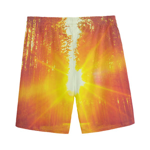 Sunrise Forest Print Men's Sports Shorts