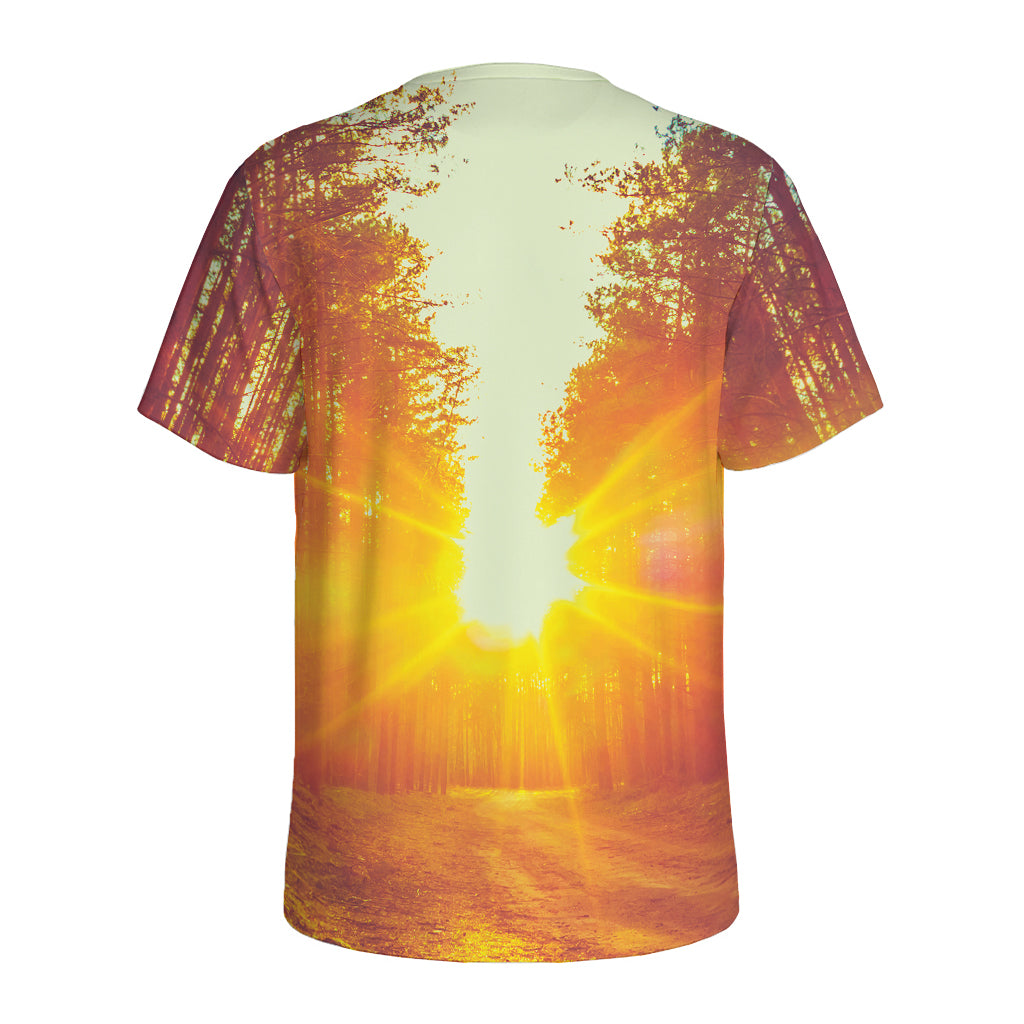 Sunrise Forest Print Men's Sports T-Shirt