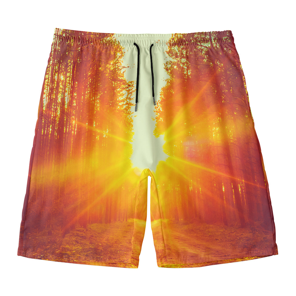 Sunrise Forest Print Men's Swim Trunks