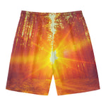 Sunrise Forest Print Men's Swim Trunks