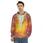 Sunrise Forest Print Men's Velvet Pullover Hoodie