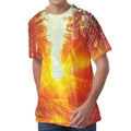 Sunrise Forest Print Men's Velvet T-Shirt