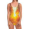 Sunrise Forest Print One Piece Swimsuit