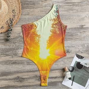 Sunrise Forest Print One Shoulder Bodysuit