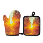 Sunrise Forest Print Oven Mitt And Pot Holder Set