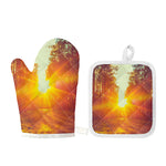 Sunrise Forest Print Oven Mitt And Pot Holder Set