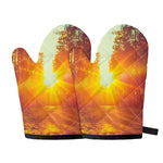 Sunrise Forest Print Oven Mitts