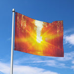 Sunrise Forest Print Polyester Flag