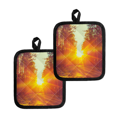 Sunrise Forest Print Pot Holders