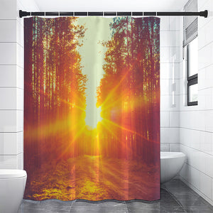 Sunrise Forest Print Premium Shower Curtain
