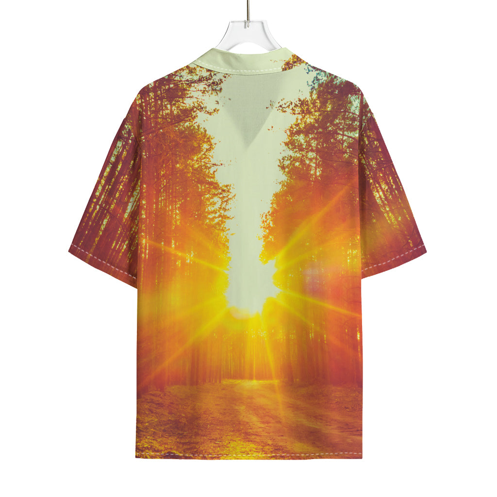 Sunrise Forest Print Rayon Hawaiian Shirt