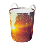 Sunrise Forest Print Round Laundry Basket