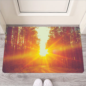 Sunrise Forest Print Rubber Doormat