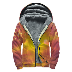 Sunrise Forest Print Sherpa Lined Zip Up Hoodie