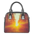 Sunrise Forest Print Shoulder Handbag