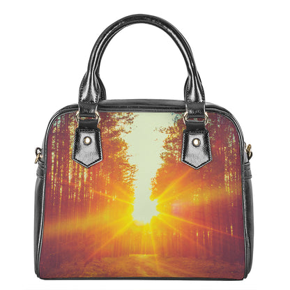 Sunrise Forest Print Shoulder Handbag