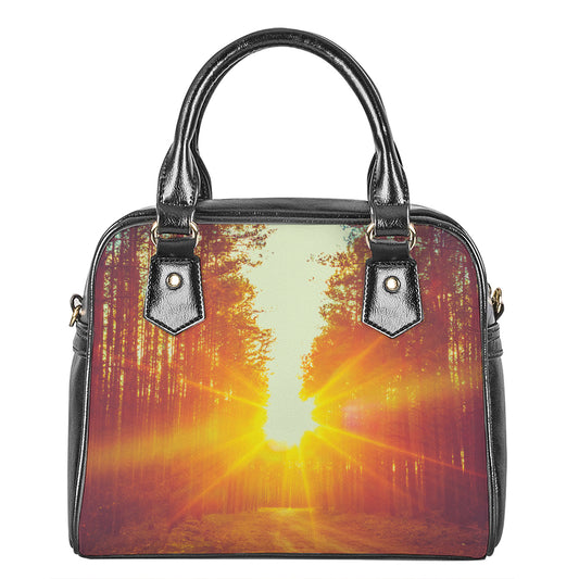 Sunrise Forest Print Shoulder Handbag