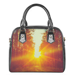 Sunrise Forest Print Shoulder Handbag