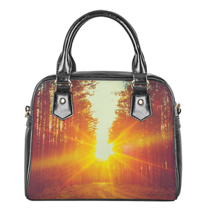 Sunrise Forest Print Shoulder Handbag