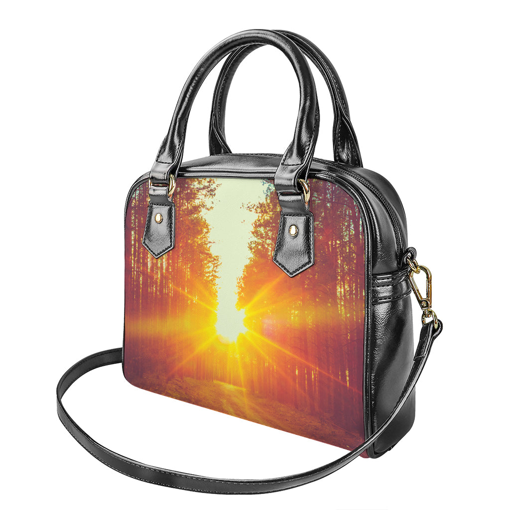 Sunrise Forest Print Shoulder Handbag