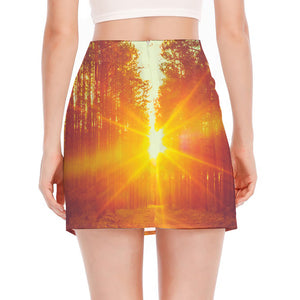 Sunrise Forest Print Side Slit Mini Skirt