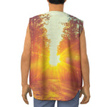 Sunrise Forest Print Sleeveless Baseball Jersey