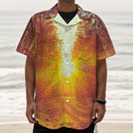 Sunrise Forest Print Textured Short Sleeve Shirt