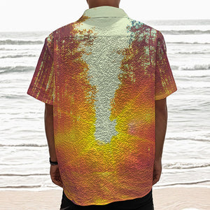 Sunrise Forest Print Textured Short Sleeve Shirt