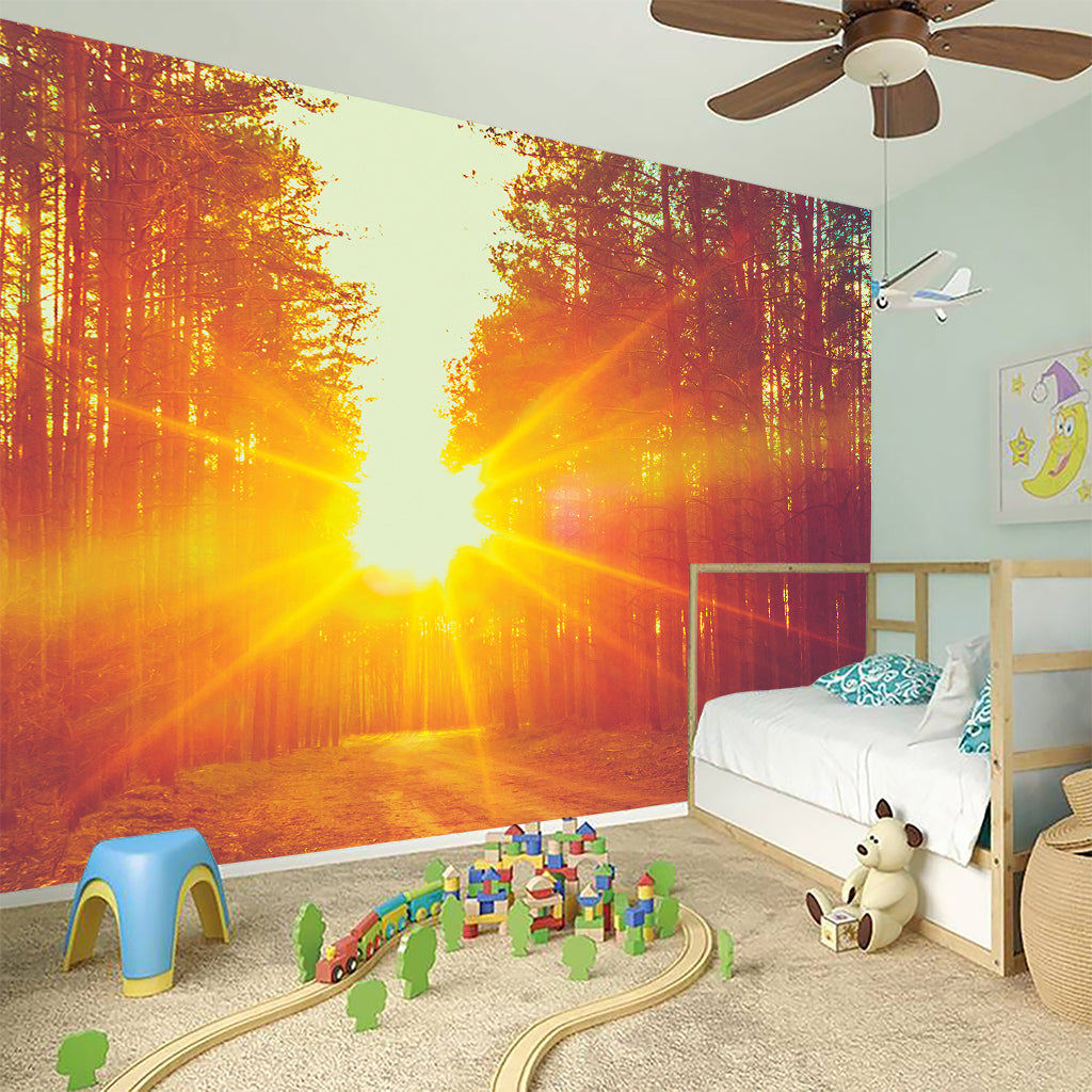 Sunrise Forest Print Wall Sticker