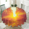 Sunrise Forest Print Waterproof Round Tablecloth