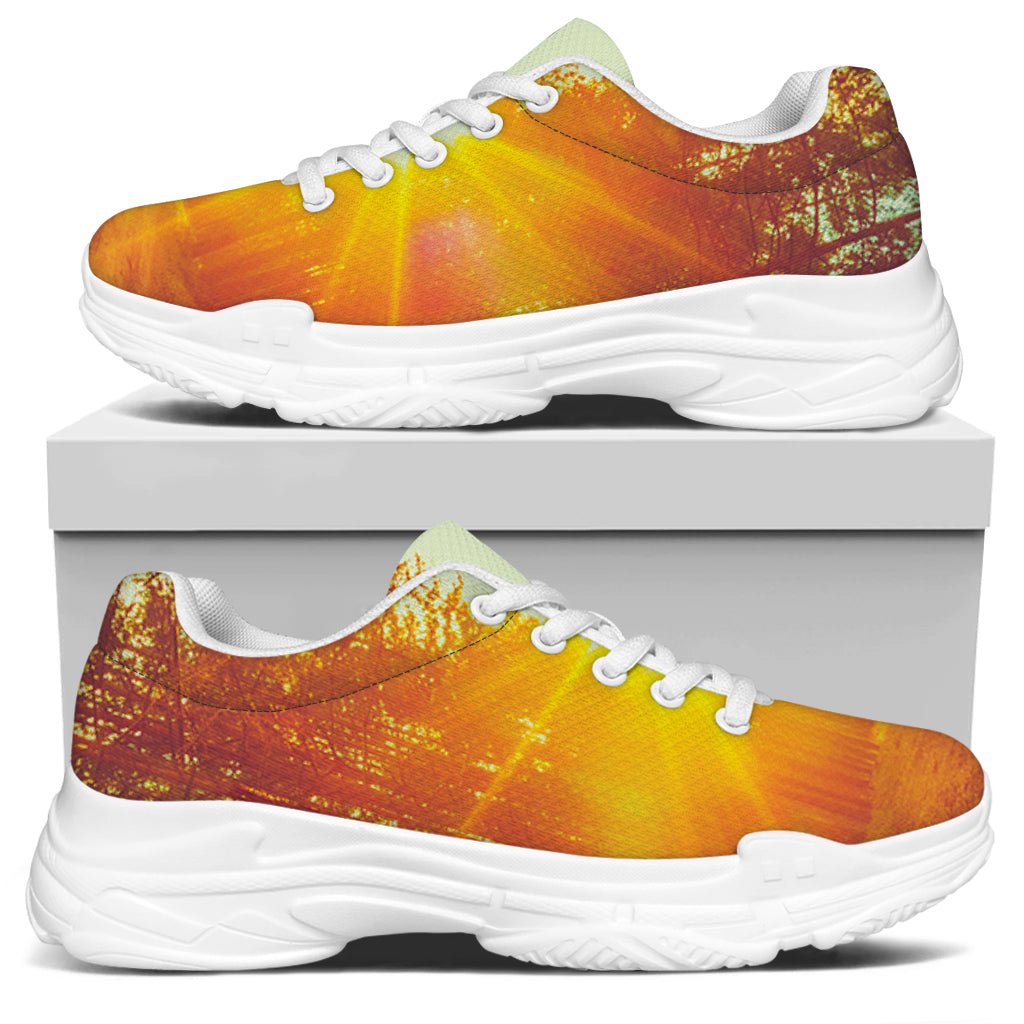 Sunrise Forest Print White Chunky Shoes
