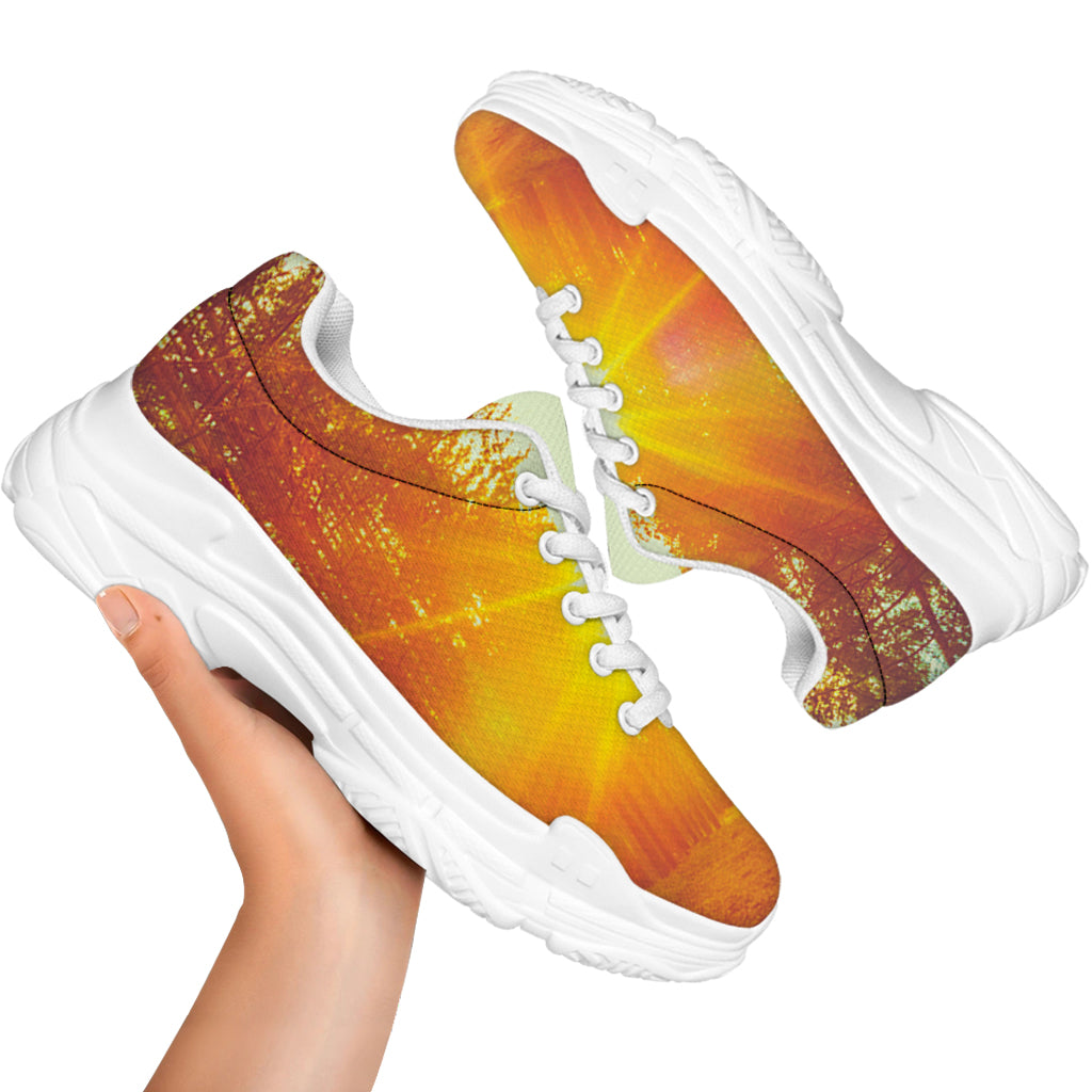 Sunrise Forest Print White Chunky Shoes