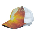 Sunrise Forest Print White Mesh Trucker Cap