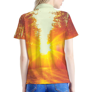 Sunrise Forest Print Women's Polo Shirt