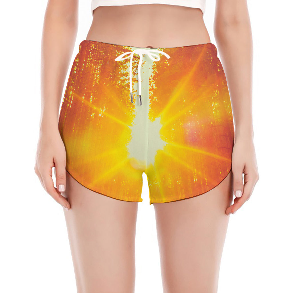 Sunrise Forest Print Women's Split Running Shorts