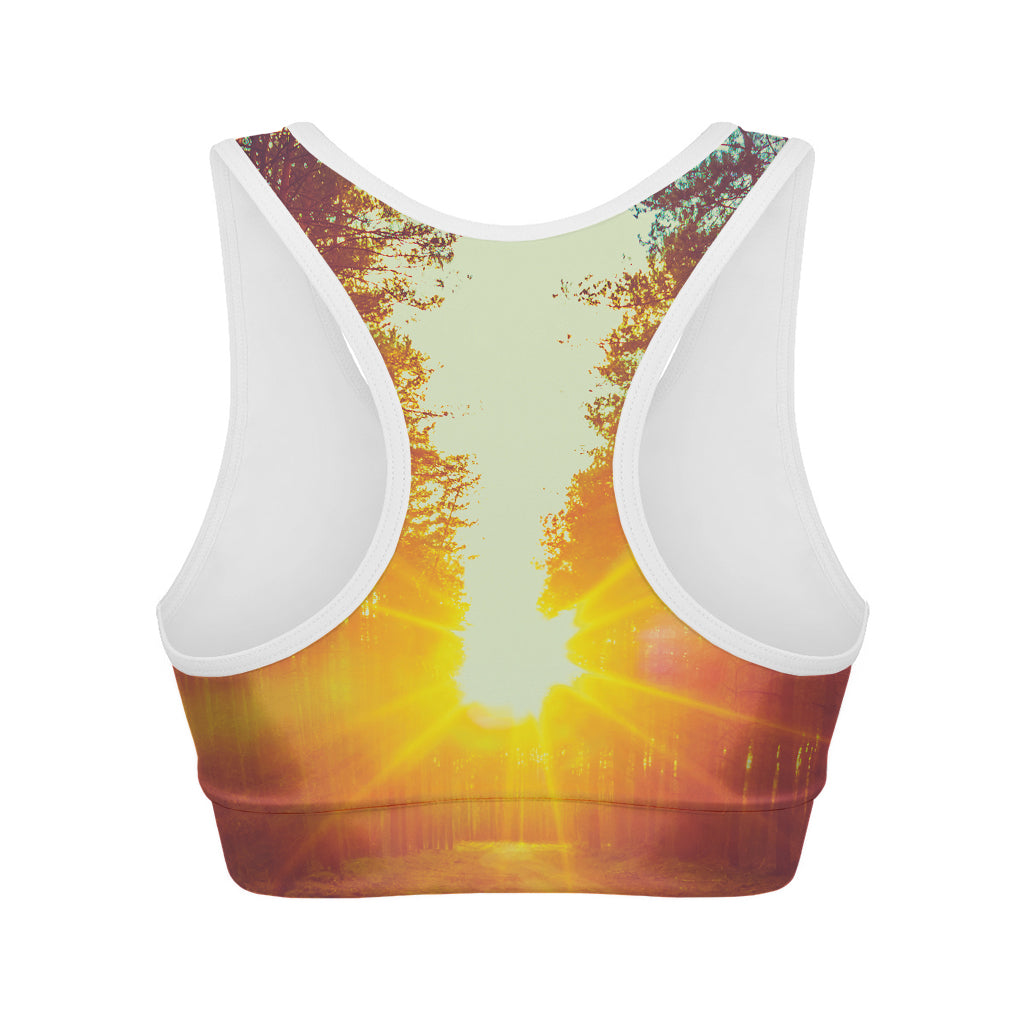 Sunrise Forest Print Women's Sports Bra