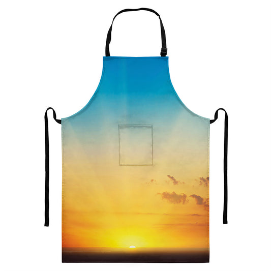 Sunrise Horizon Print Bib Apron With Pocket