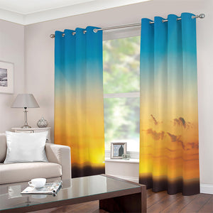 Sunrise Horizon Print Blackout Grommet Curtains