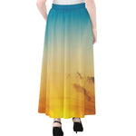 Sunrise Horizon Print Chiffon Maxi Skirt