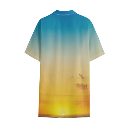 Sunrise Horizon Print Cotton Hawaiian Shirt